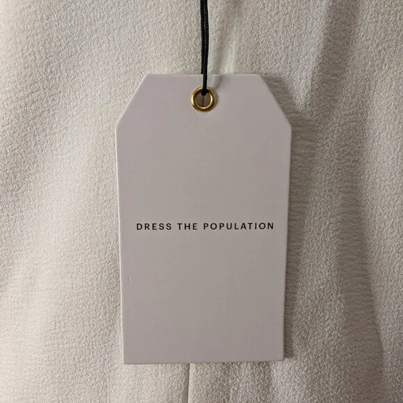 Dress The Population Corey Dress Size XXL White Cap Sleeve V Neck Eyelash Hem - Picture 11 of 12